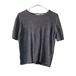 Kim Rogers Sport Gray Short Sleeved Sweater Size Large Petite